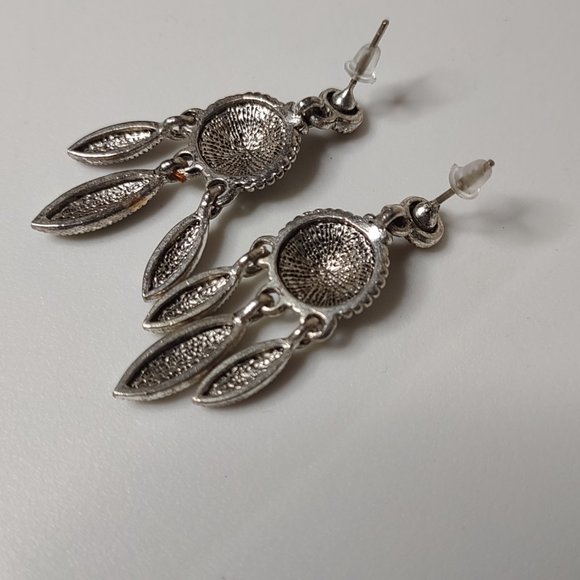 Green And Orange Dangle Earrings - Picture 8 of 9